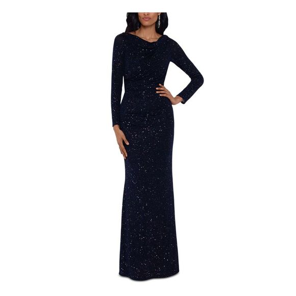 BETSY & ADAM Womens Black Long Sleeve Full-Length Evening Body Con Dress 6